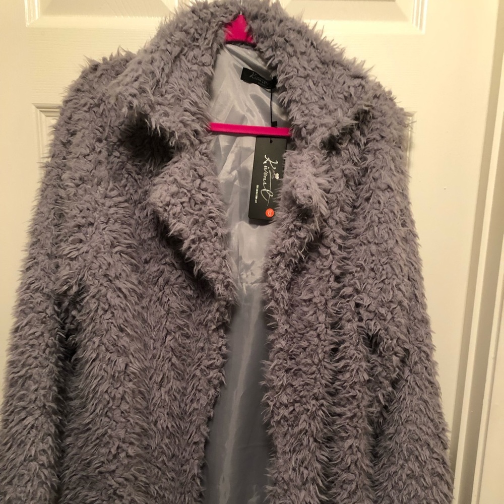 Grey furry jacket